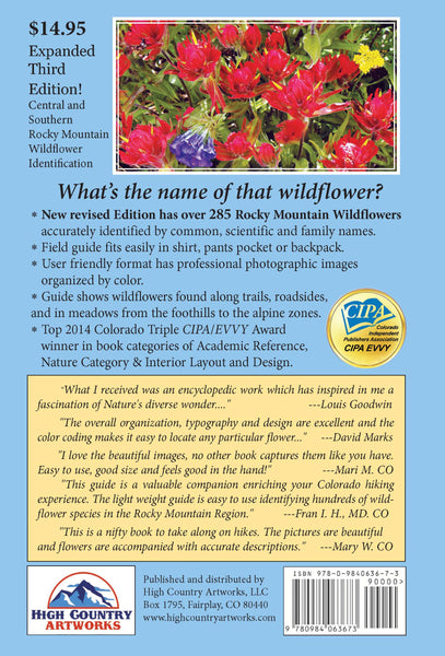 Rocky Mountain Wildflowers Field Guide New! Expanded 2019 Third Edition, 272 pages (4" x 6") Free Shipping!